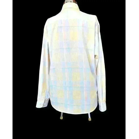 Diane von Furstenberg Vintage 80's Size 14 Button Up Yellow Plaid Retro Cool Fun - Picture 3 of 7